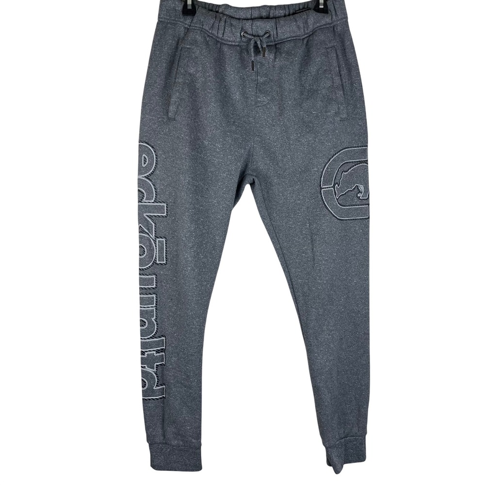 Ecko Unltd Joggers Mens Large Gray Fleece Sweatpants Embroidered Logo Streetwear